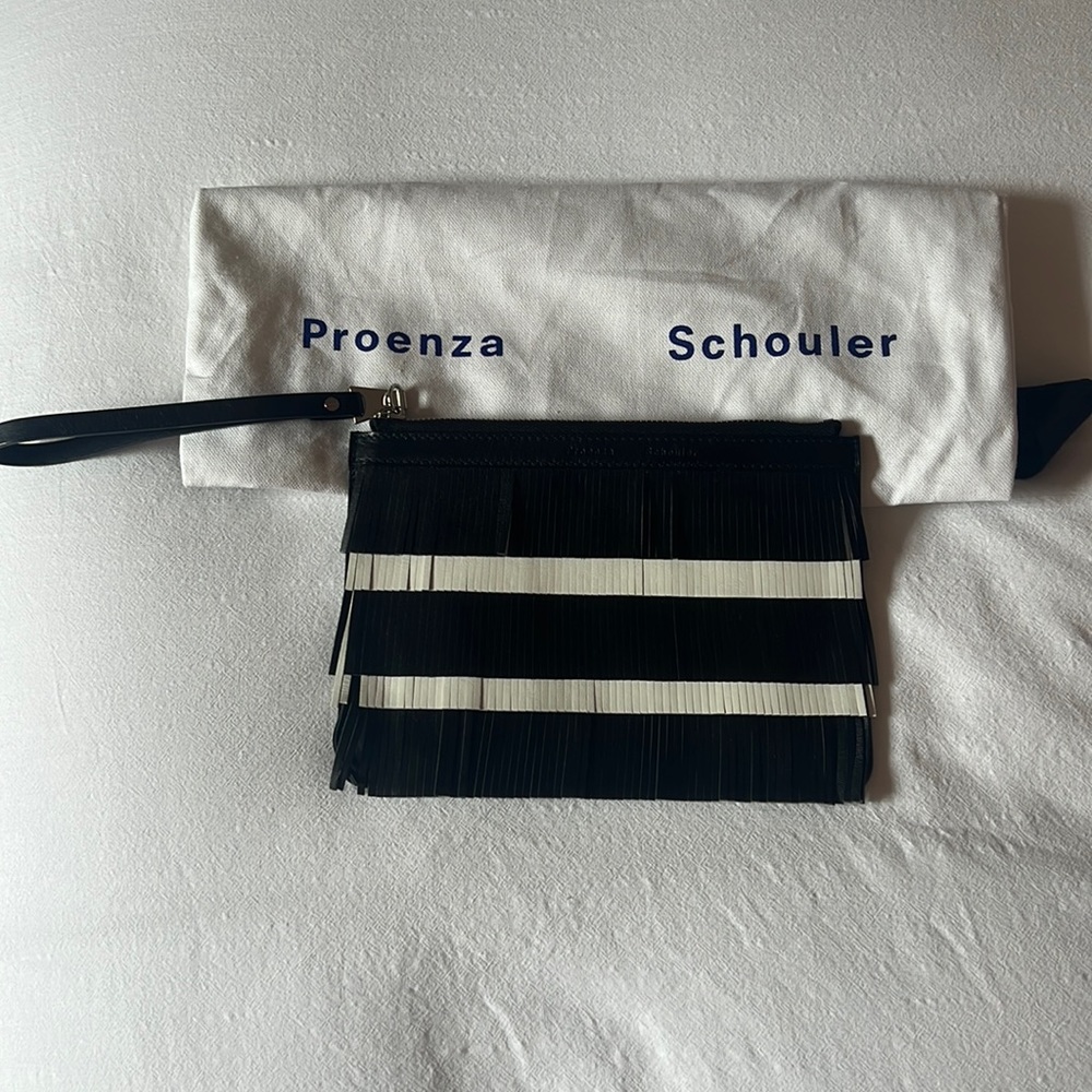 Proenza Schouler black & white fringed wristlet - from Barney’s NY!